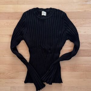 DISSH Black Ribbed Long Sleeve Top